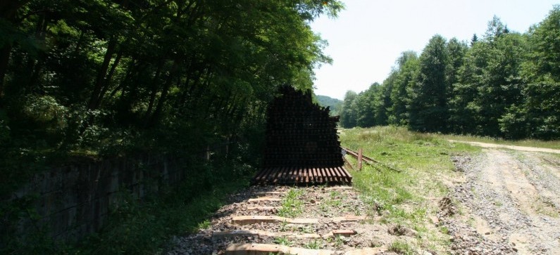Linia CFR 219 - morman de șine înainte de tunelul Ploștina