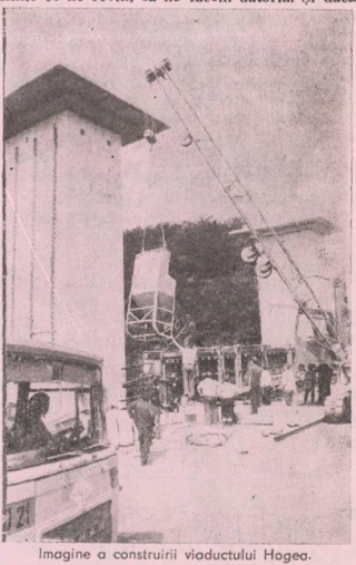 Viaductul Hogea în execuție – exemplu de șantier ICCF Brașov (Astra, 1984).