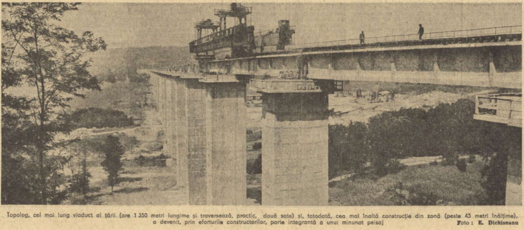 Lansator de grinzi pe Viaductul Topolog - Scînteia, August 1985