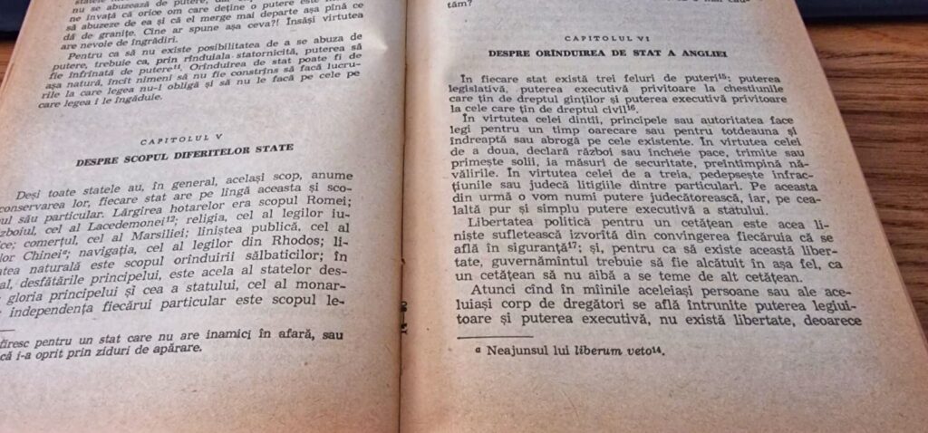 Montesquieu, Despre Spiritul Legilor - Cartea XI, Capitolele IV-VI - Editura Științifică, București 1964